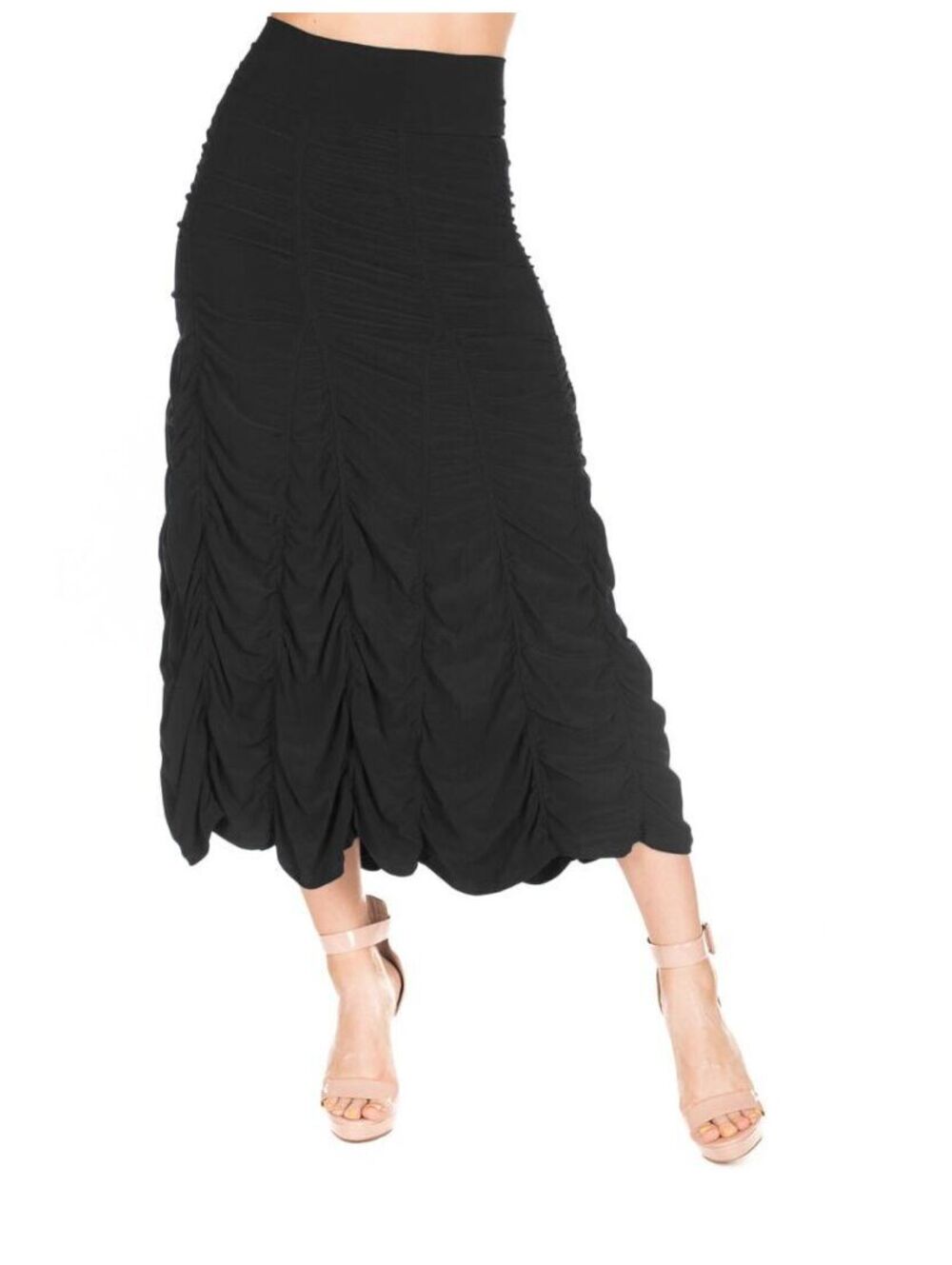 Last Tango Ruched Wrinkle Resistant Maxi Skirt Black Made USA Size Small
